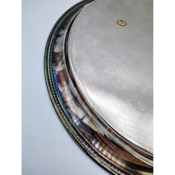 Serving Tray Vintage Castleton Round Plate Etched Patina International Silver Co - Picture 12 of 16